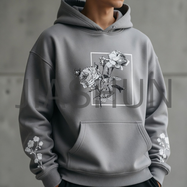 Oversized Rose Graphic Pullover Hoodie
