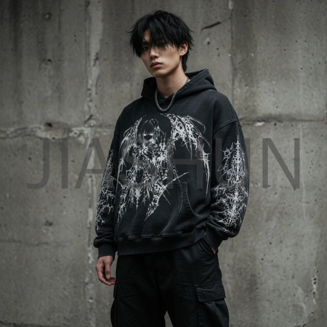Oversized Branch Graphic Pullover Hoodie
