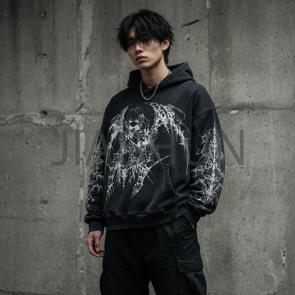 Oversized Branch Graphic Pullover Hoodie