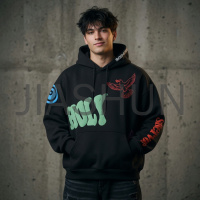 Oversized Multi‑Color Letter Graphic Pullover Hoodie