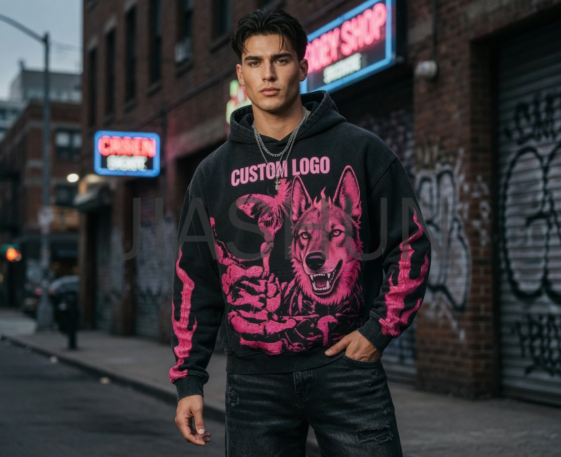 Custom Wolf Graphic Oversized Hoodie