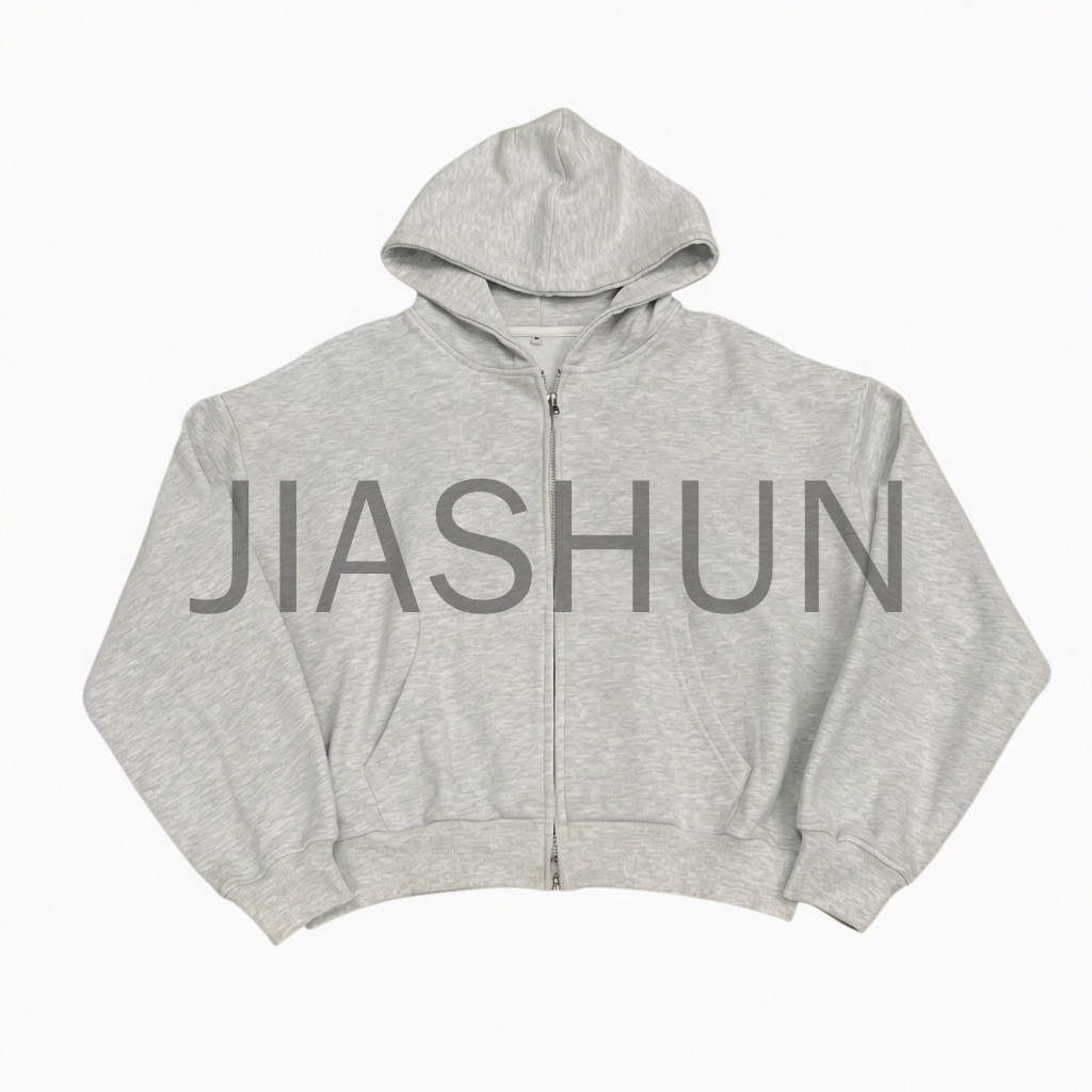 100% Cotton Zipper Cropped Heavyweight Men's Hoodies