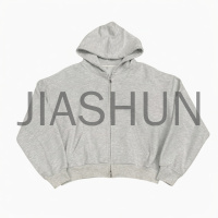 100% Cotton Zipper Cropped Heavyweight Men's Hoodies
