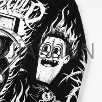 Dark Arts Vintage Cartoon Hoodie Devil & Reaper Back Graphic Black