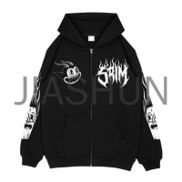 Dark Arts Vintage Cartoon Hoodie Devil & Reaper Back Graphic Black