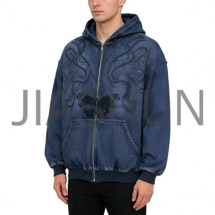 Custom Oversized Vintage Streetwear Jacket · 350 gsm · Embroidery