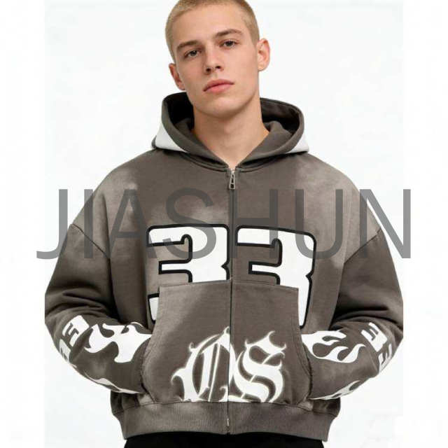 Custom Oversized Hooded Streetwear Jacket · Vintage wash