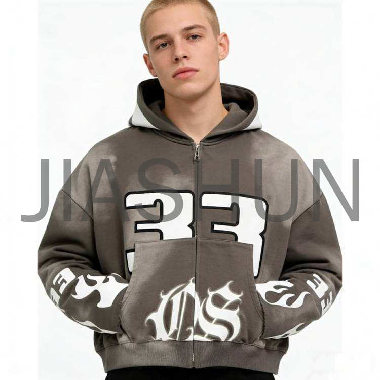 Custom Oversized Hooded Streetwear Jacket · 350 gsm · Vintage wash