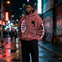 Custom Oversized Hooded Streetwear Jacket · 340 gsm · Puff print