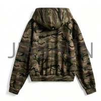 Vintage Camouflage Zip‑Up Oversized Hooded For Men