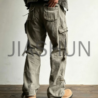 Men’s Vintage Olive Multi‑Pocket Tactical Streetwear Cargo Pants