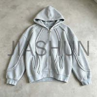 Curved Seam Topstitching Full‑Zip Jacket
