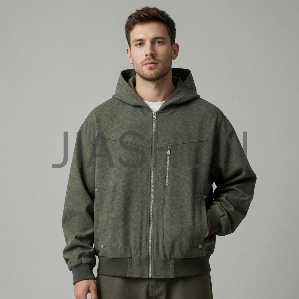 Oversized Technical Zip‑Up Hooded Jacket