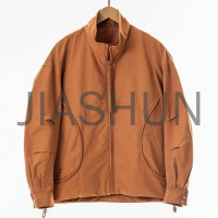 Oversized Curved‑Seam Stand Collar Zip Jacket