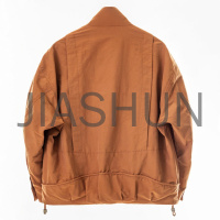 Oversized Curved‑Seam Stand Collar Zip Jacket