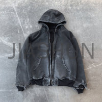Cropped Raw‑Edge Full‑Zip Hooded Jacket
