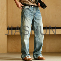 Mens Vintage Washed Denim Casual Jeans