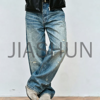 Mens Vintage Washed Denim Casual Jeans