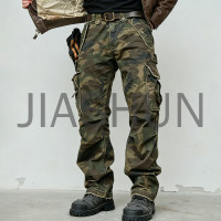 Vintage Camouflage Multi Pocket Cargo Pants Men