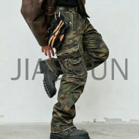 Vintage Camouflage Multi Pocket Cargo Pants Men