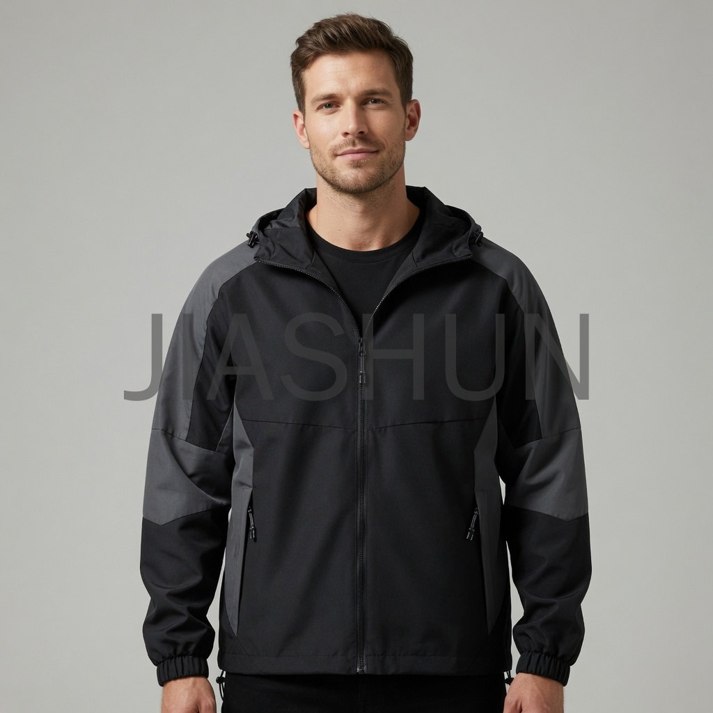 Color Block Hooded Windbreaker Jacket