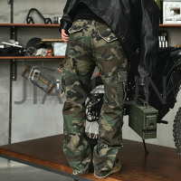 Mens Streetwear Camo Print Leg Multi Pocket Pants