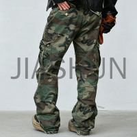 Mens Streetwear Camo Print Leg Multi Pocket Pants