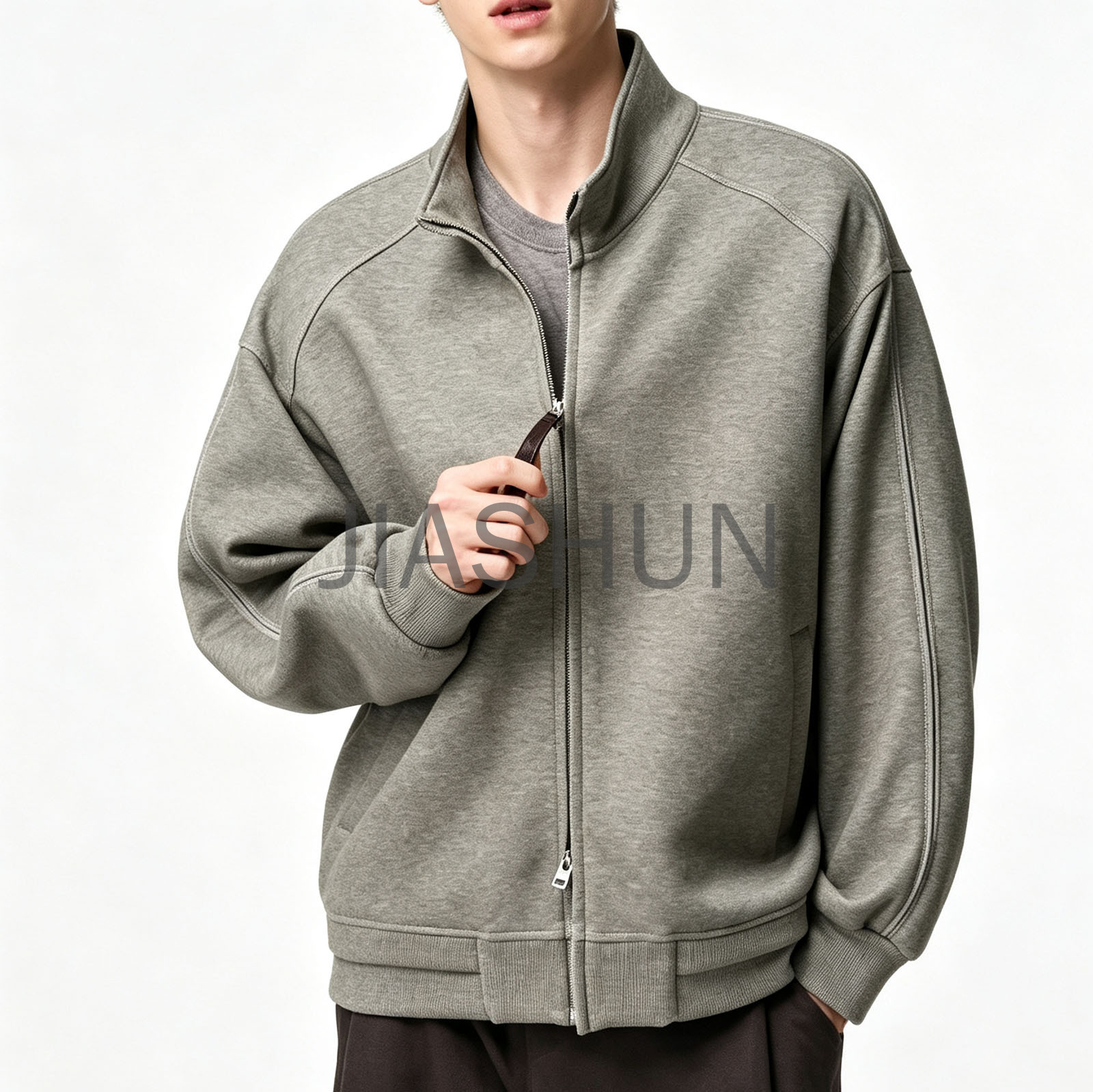Loose Stand Collar Zip Up Sweatshirt Jacket | Made-to-Order