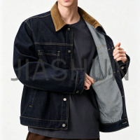 Rugged Work Style Raw Denim Jacket For Men