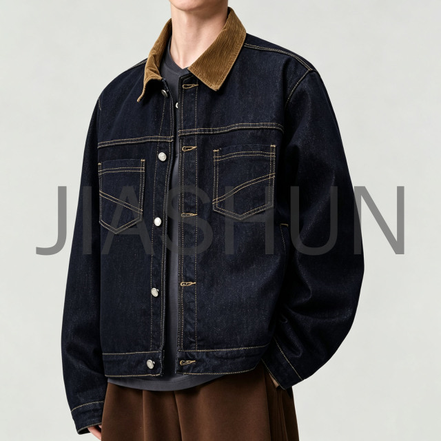 Rugged Work Style Raw Denim Jacket For Men