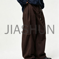 Men Vintage Brown Baggy Wide Leg Cargo Pants