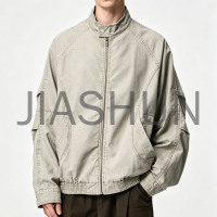 Men Vintage Stand Collar Washed Cotton Jacket