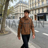 Custom Vintage Zip-Up Leather Jacket · 160 gsm