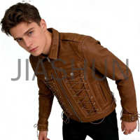Custom Vintage Zip-Up Leather Jacket · 160 gsm