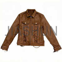 Custom Vintage Zip-Up Leather Jacket · 160 gsm