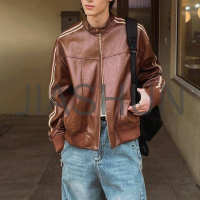 Custom Vintage Zip-Up Leather Jacket · 400 gsm