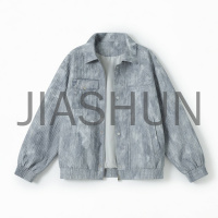 Faded Grey Cropped Collared Work Jacket