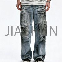 Vintage Washed Ripped Baggy Denim Streetwear Denim Pants