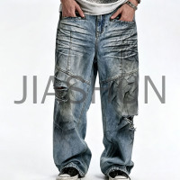 Vintage Washed Ripped Baggy Denim Streetwear Denim Pants