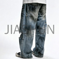Vintage Washed Ripped Baggy Denim Streetwear Denim Pants
