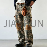 Vintage Camo Patchwork Multi Pocket Cargo Pants