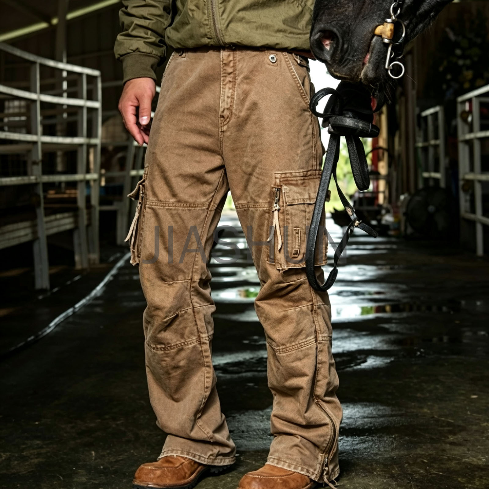 Retro Western Multi Zip Pocket Cargo Pants