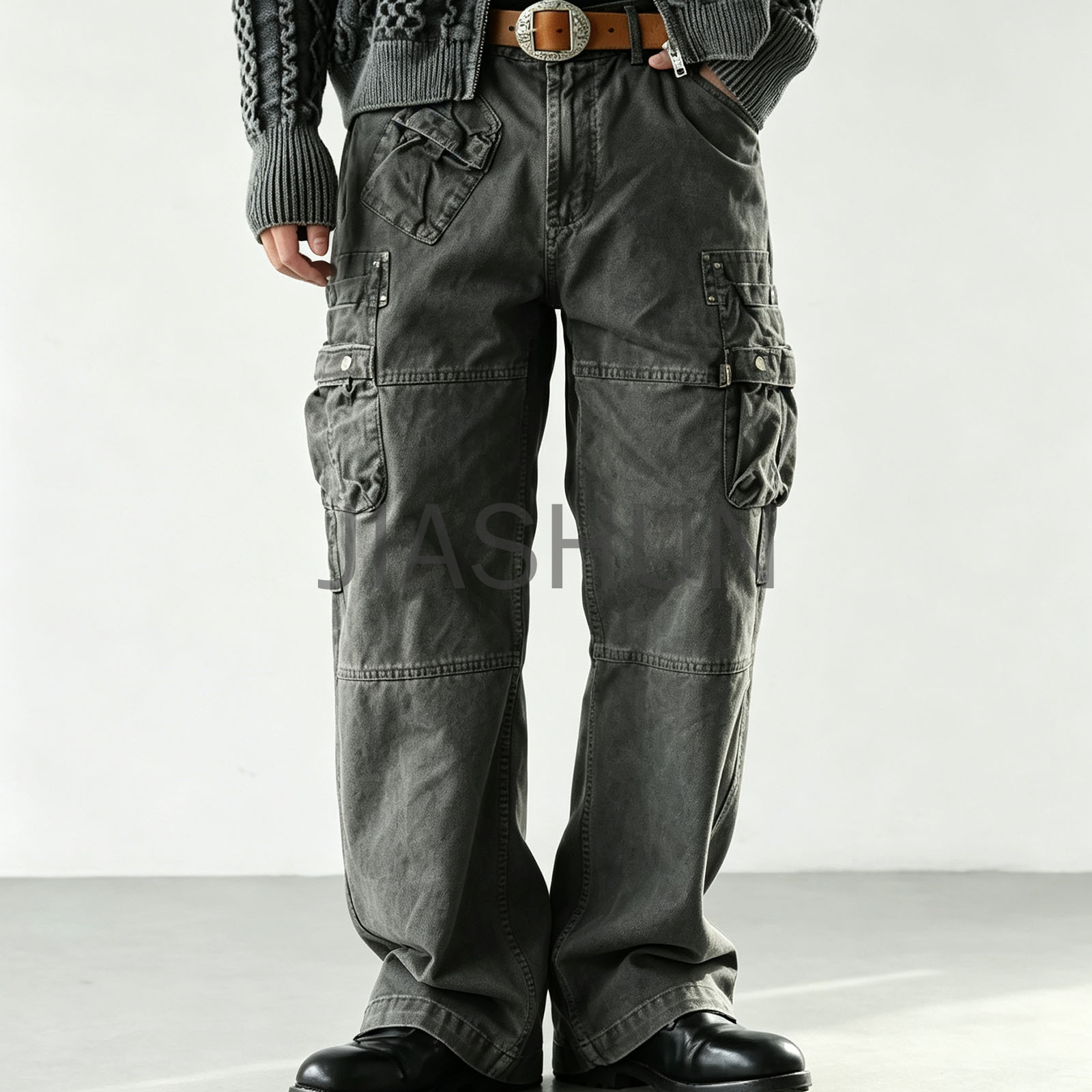Mens Casual Heavyweight Multi Pocket Cargo Pants