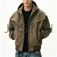 Men Vintage Washed Hooded Cargo Jacket