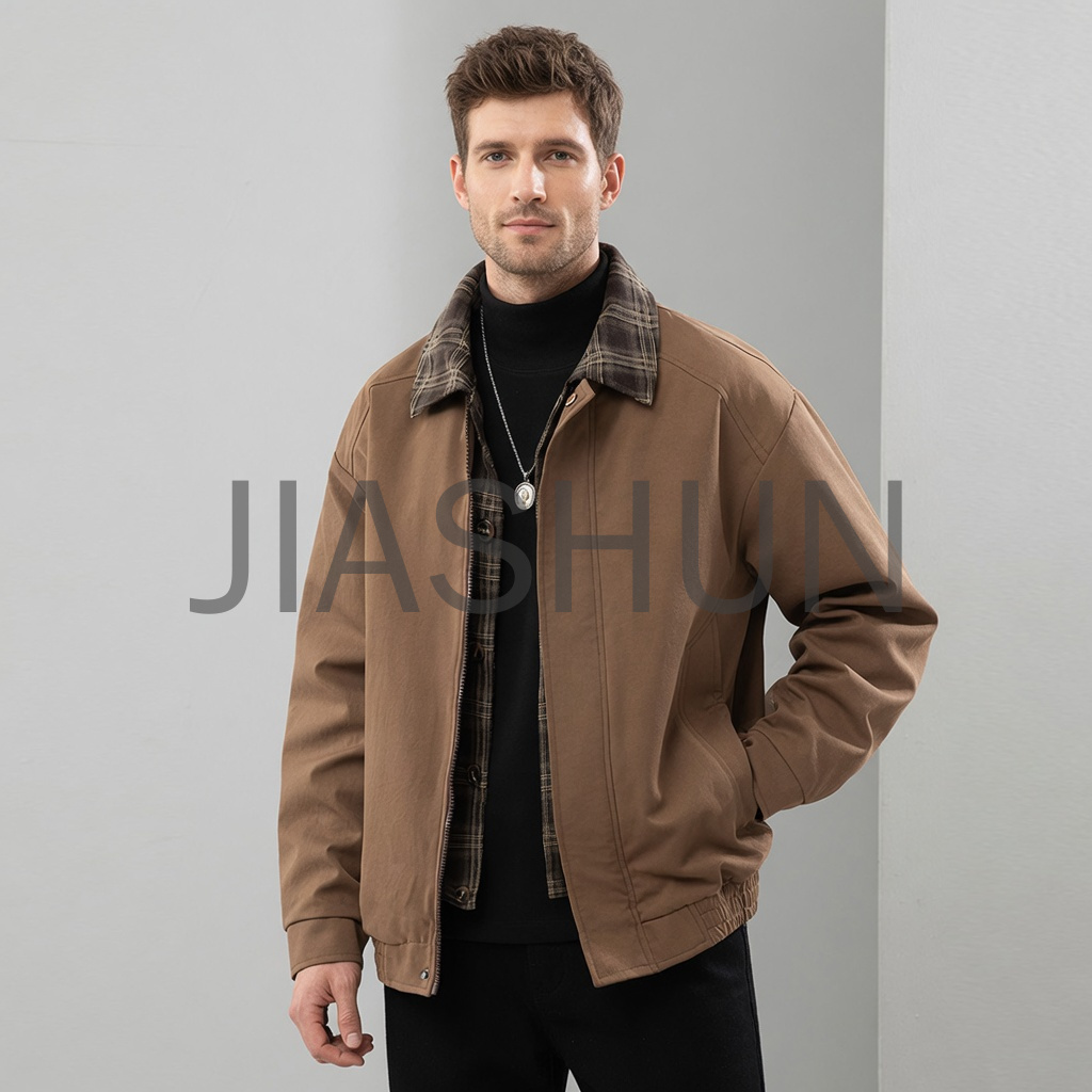 Plaid Collar Work Jacket