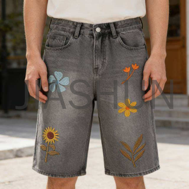 Custom Vintage Denim Shorts · Embroidery