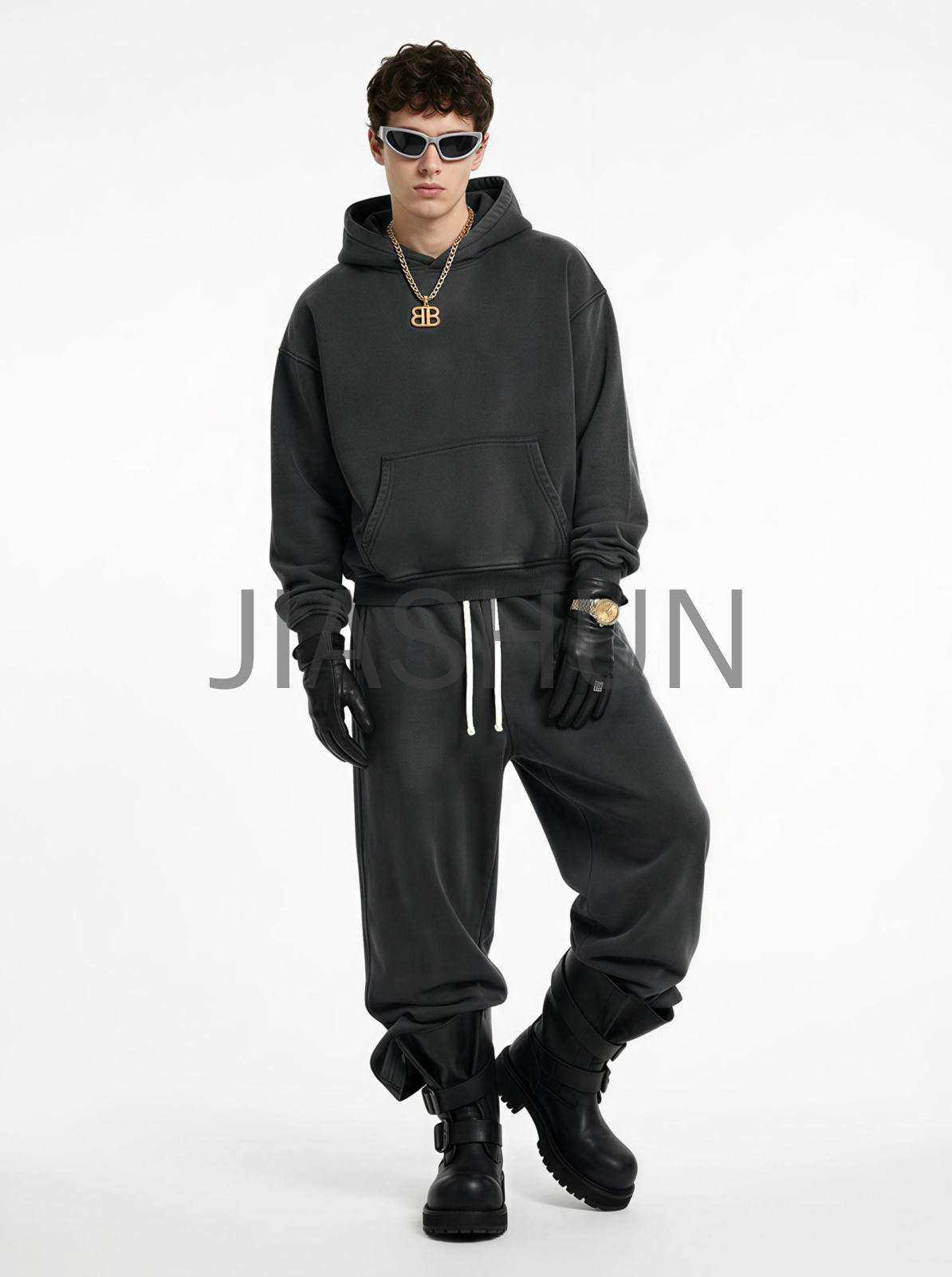 Custom Crop Vintage Hoodie Set · 390 gsm