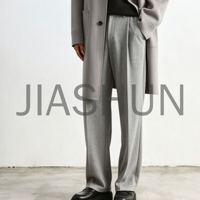 Men Grey Pleated Wide Leg Casual Sweat Trousers