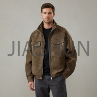Retro Faux Suede Utility Bomber Jacket