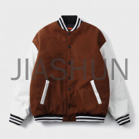 Brown Color Block Varsity Jacket
